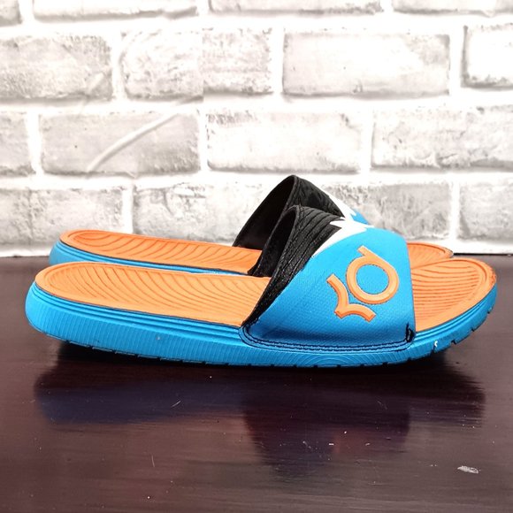 Nike KD slip on sandals  Kevin Durant Size 8 Orange Black Blue Colorblock slides - Picture 3 of 10